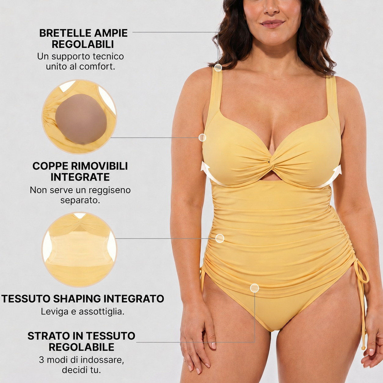Costume Intero Modellante Sirena — Effetto Pancia Piatta