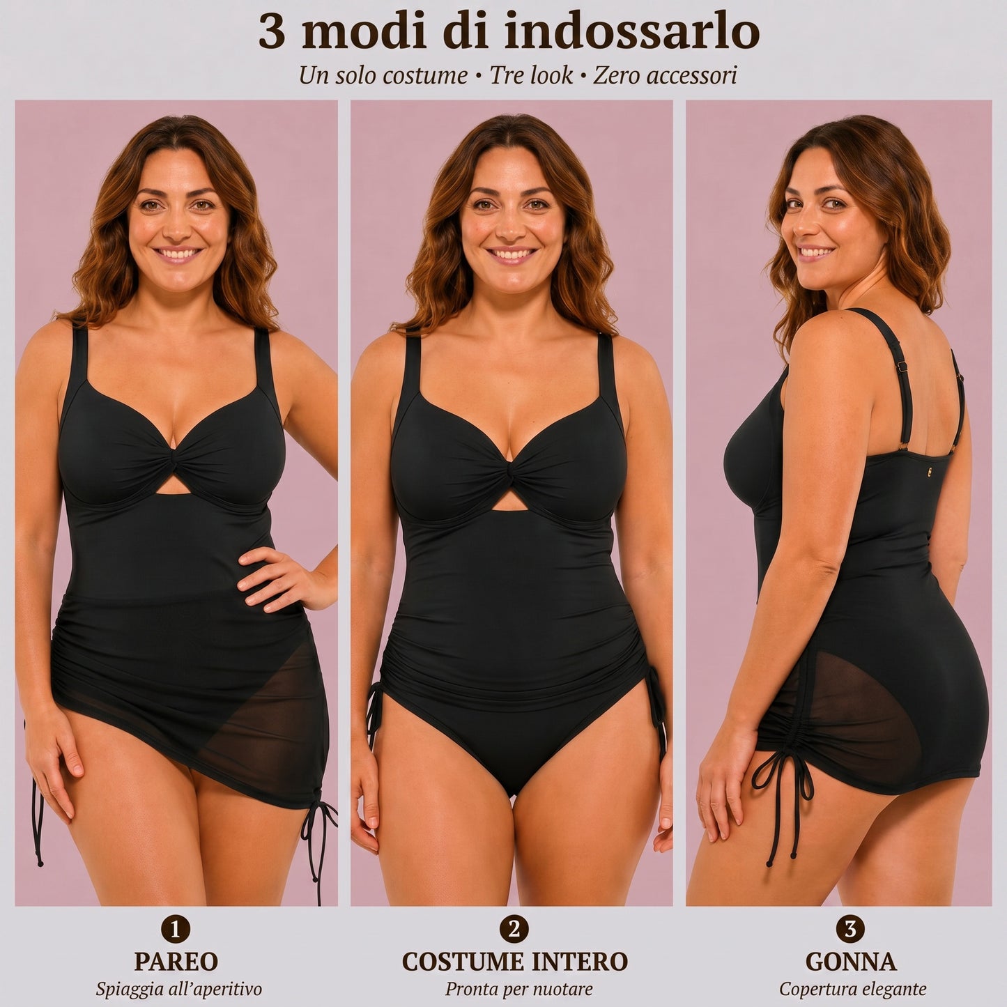 Costume Intero Modellante Sirena — Effetto Pancia Piatta